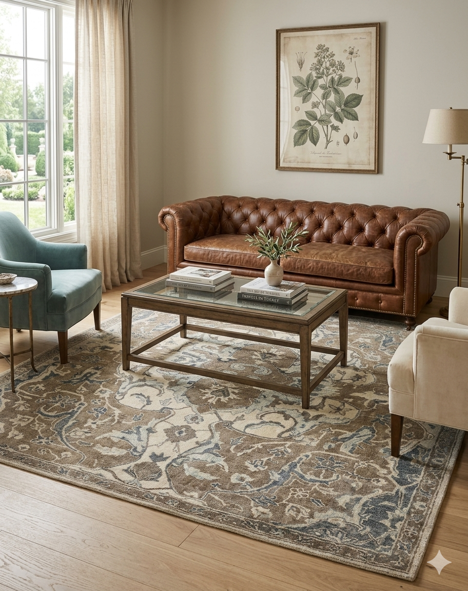 Antique Beige Hand Tufted Wool Rug