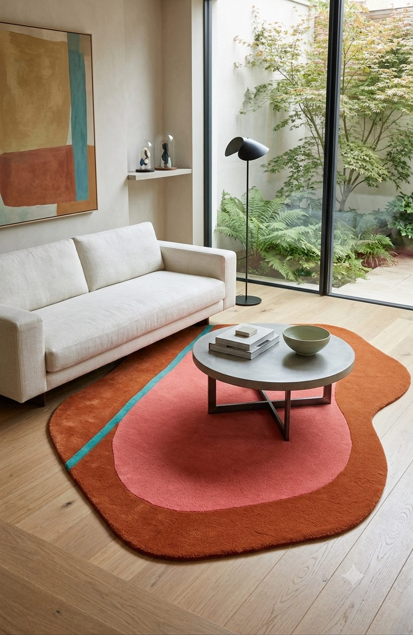 Terracotta Curvature Hand Tufted Rug