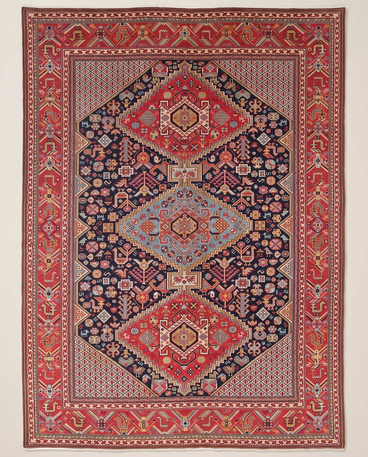 Hand-Knotted Nomadic Shiraz Wool Rug