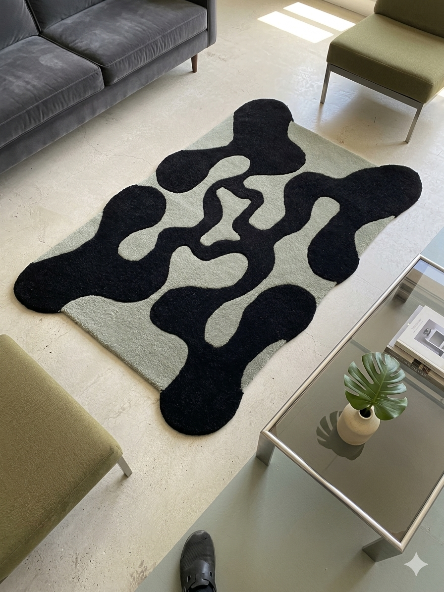 Grey Organic Morph Abstract New Zealand Rug