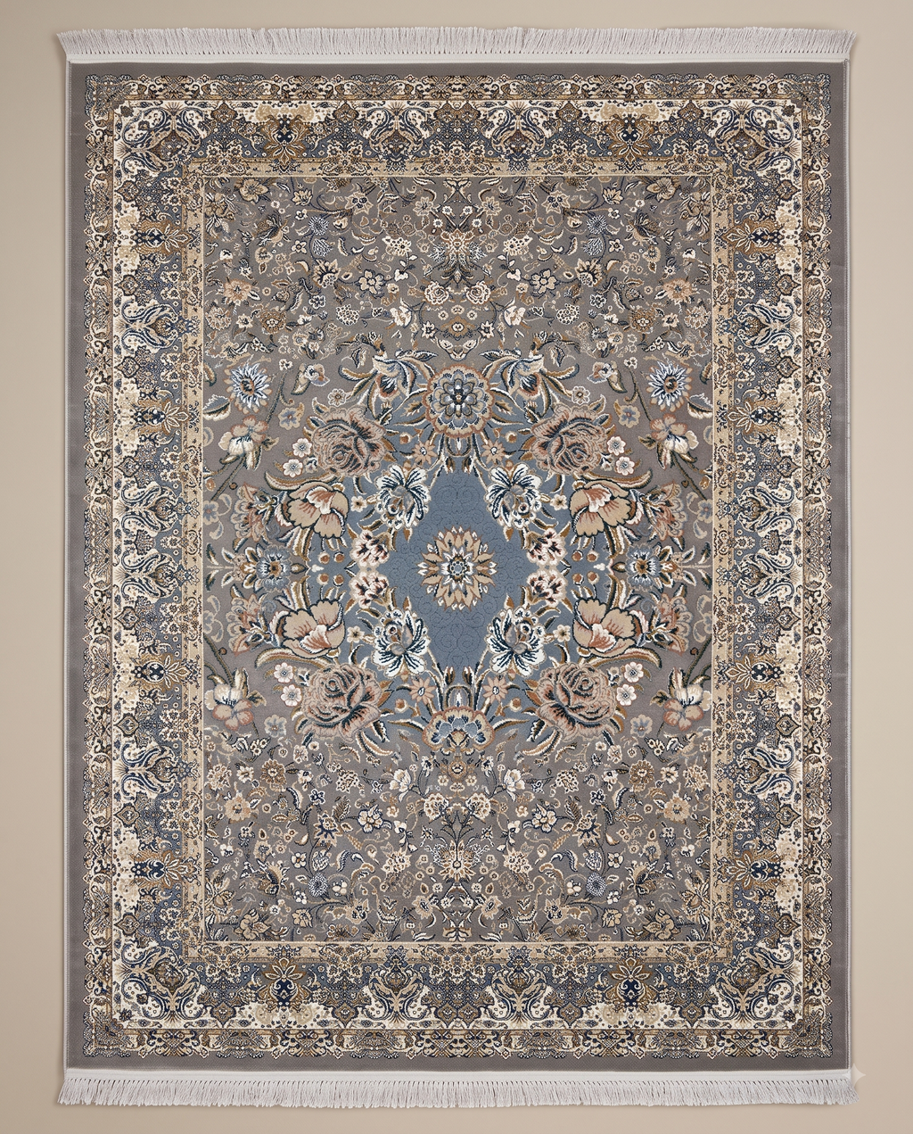 Vintage Irani Carpet with Soft Muted Floral Pattern Detail