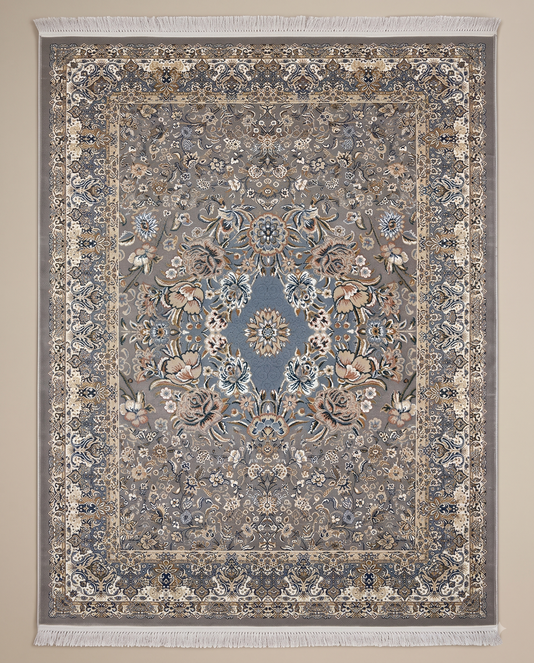 Vintage Irani Carpet with Soft Muted Floral Pattern Detail