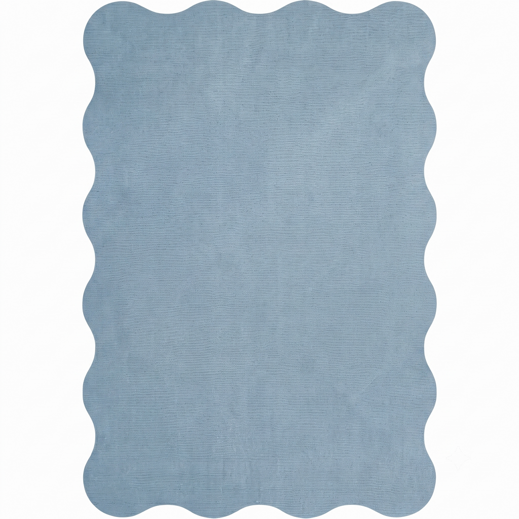 Soft Blue Wavy Edge Solid Rug
