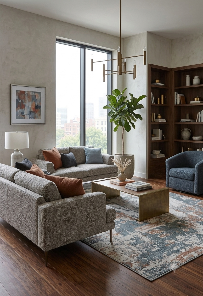 Modern Abstract Distressed Area Rug