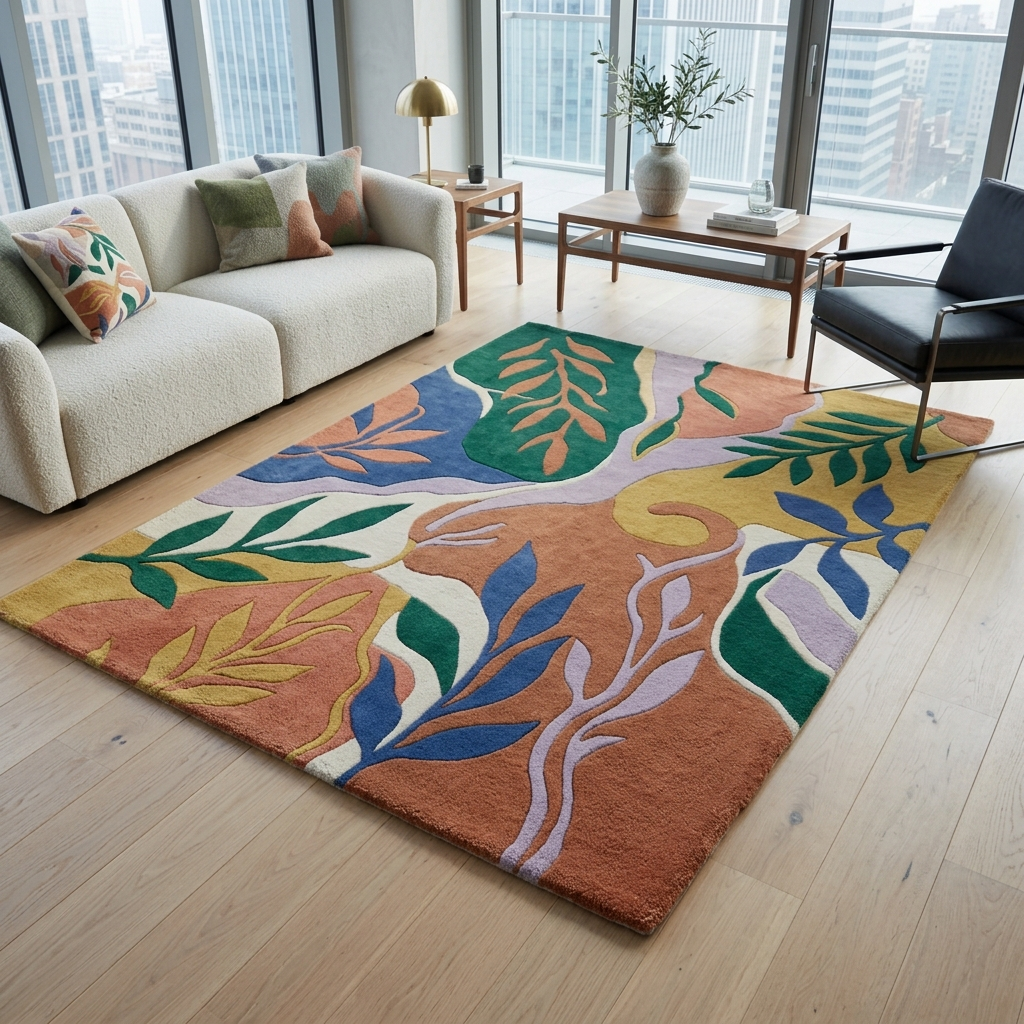 Botanical Mosaic Hand Tufted Rug