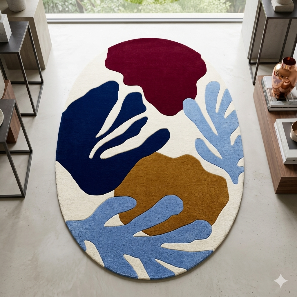 Contemporary Multi Color Oval Area Rug