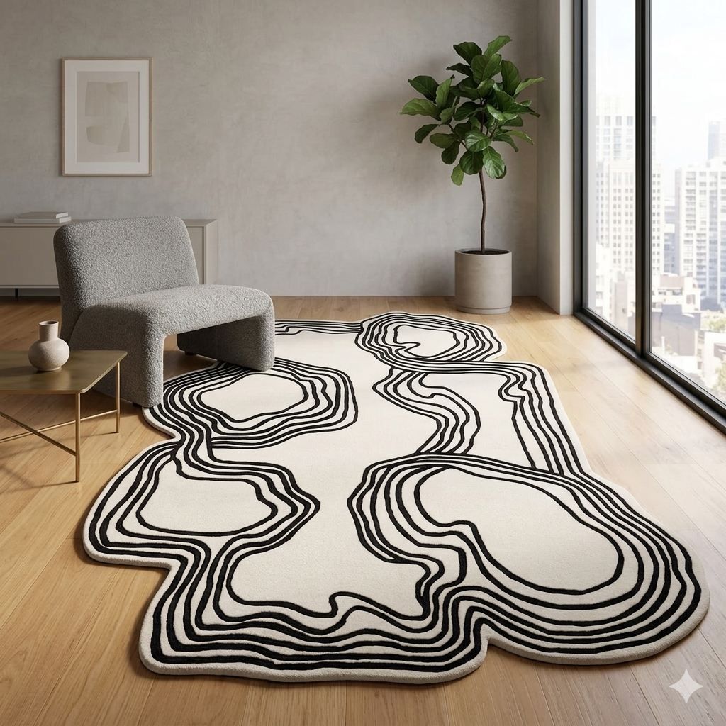 Ivory Agate Pattern Designer Rug