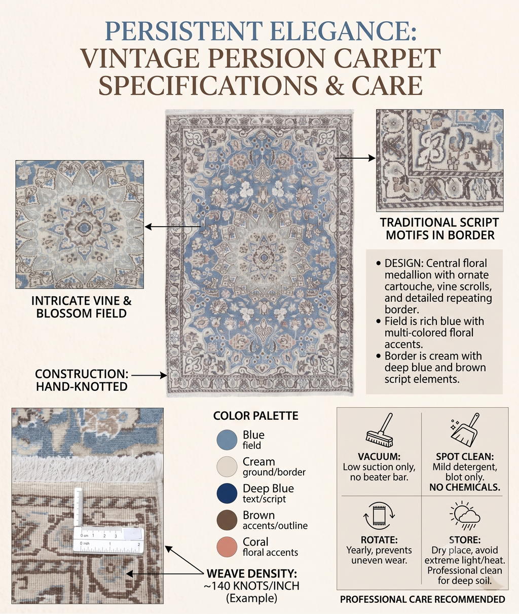 Hand-Knotted Royal Blue Medallion Rug