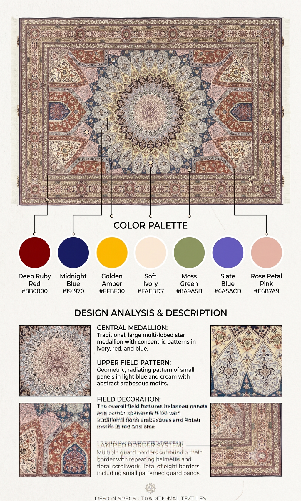 Celestial Tabriz Sunburst Fine Wool Rug