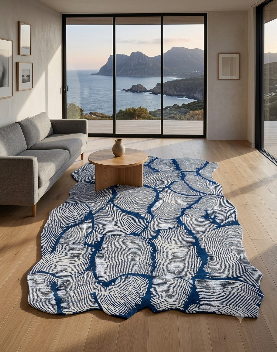 Blue Mosaic Wool Rug