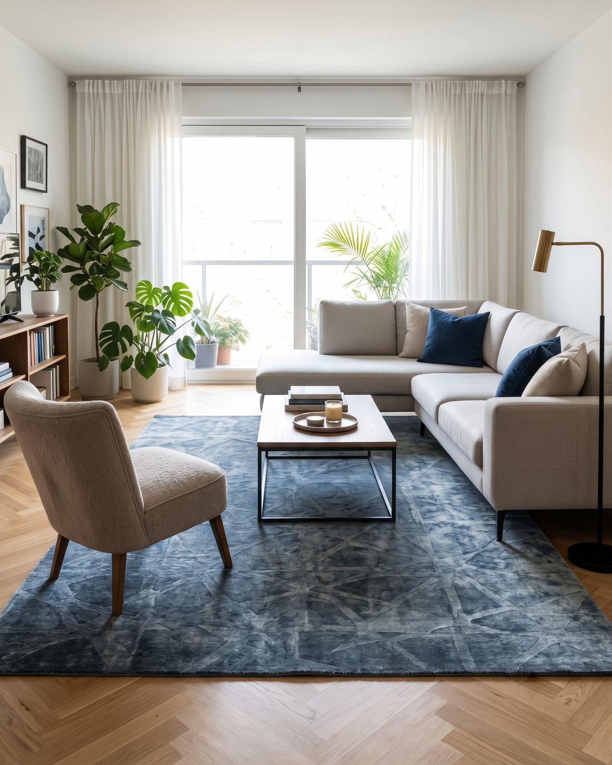 Kaelen Deconstructed Prismatic Line Viscose Area Rug