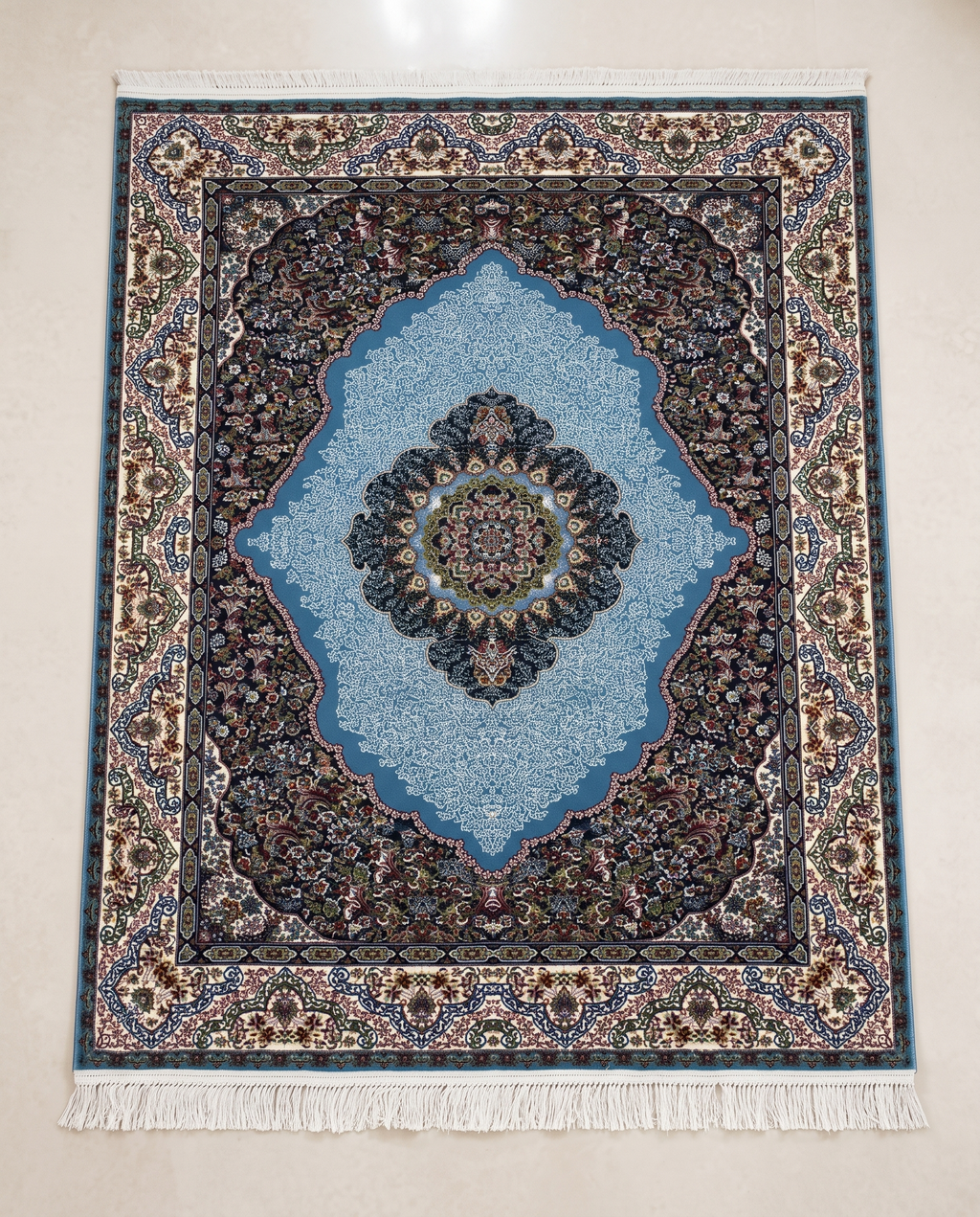 Royal Blue Irani Medallion Design Traditional Carpet