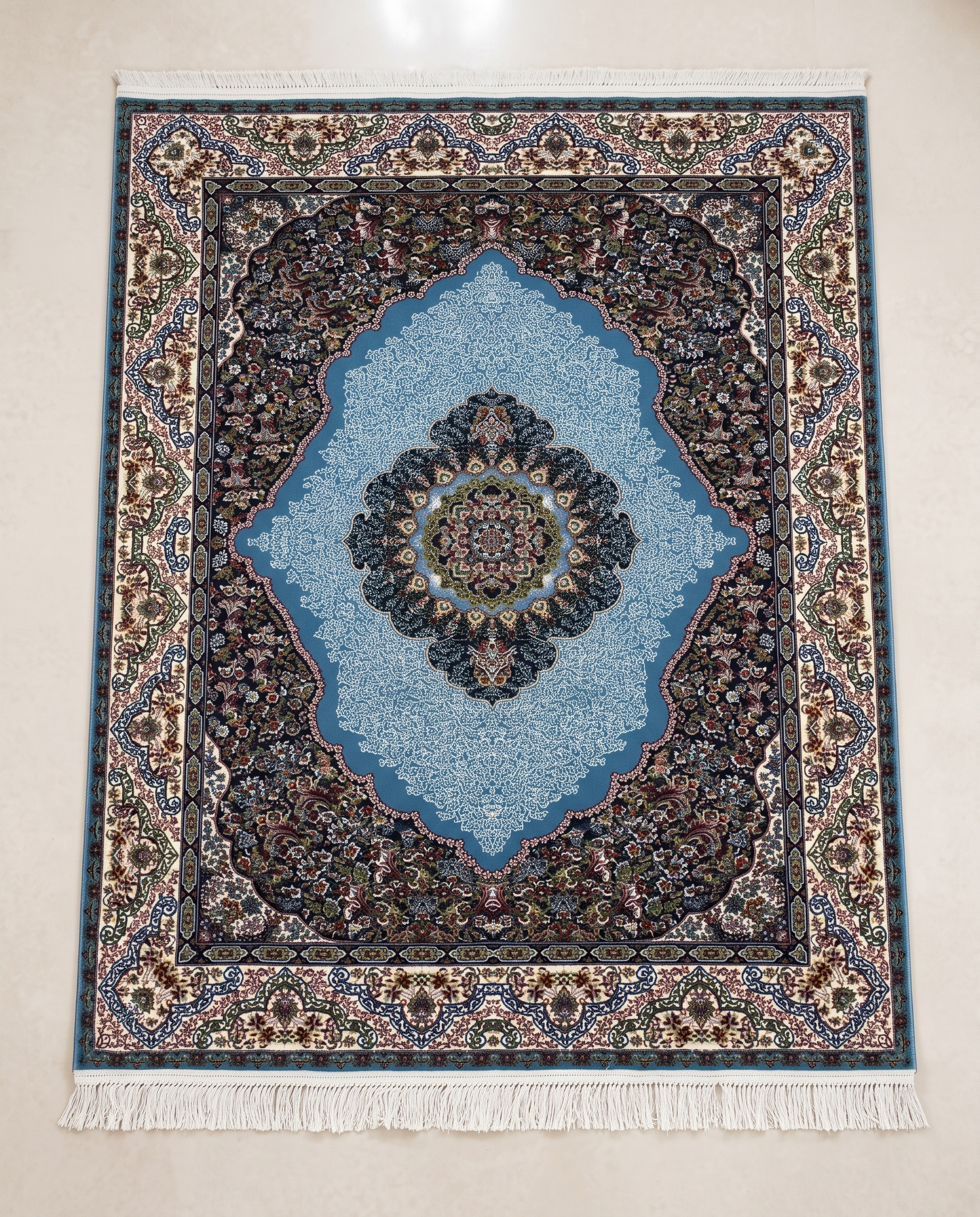 Royal Blue Irani Medallion Design Traditional Carpet