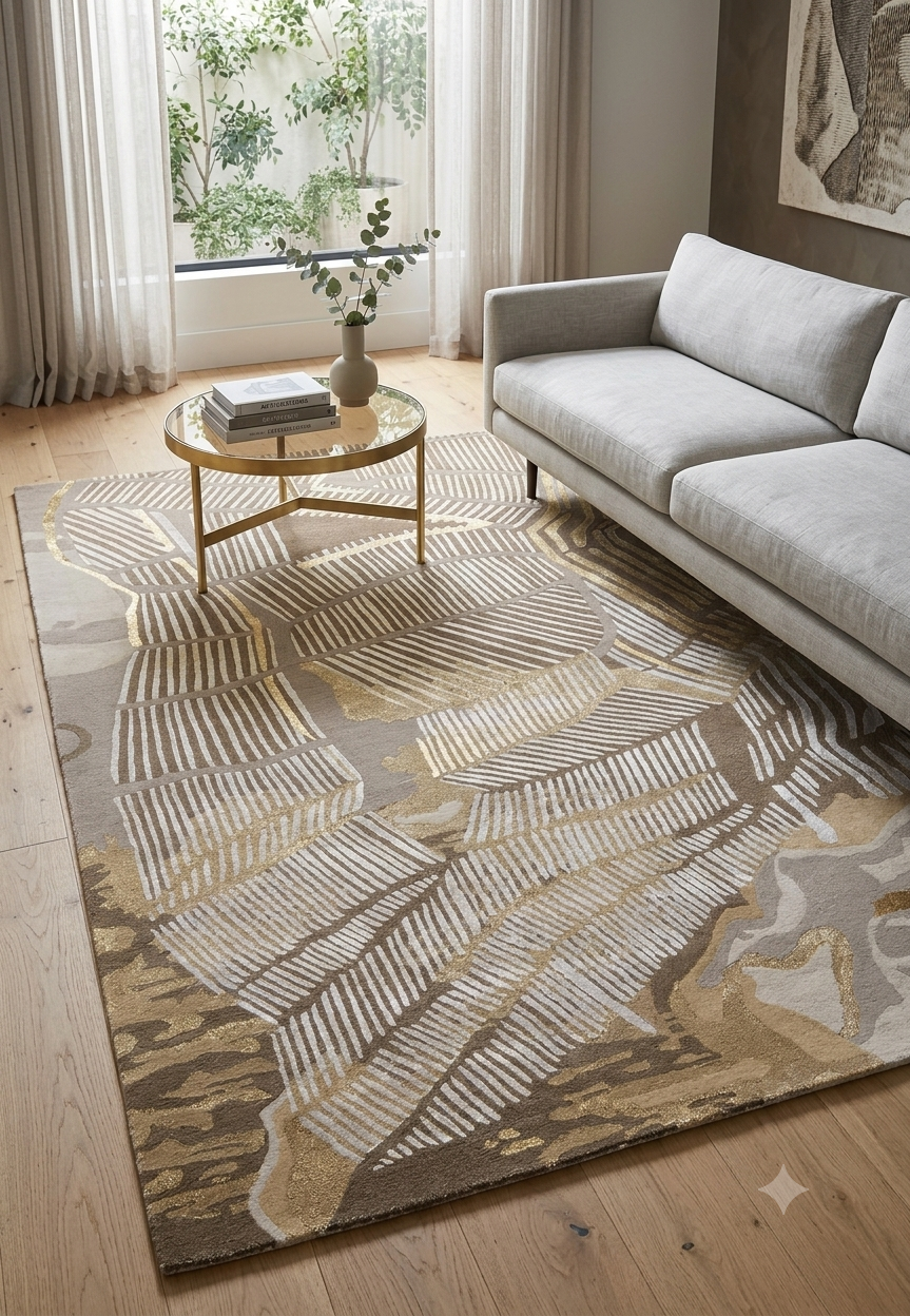 Golden Palm Silk Rug