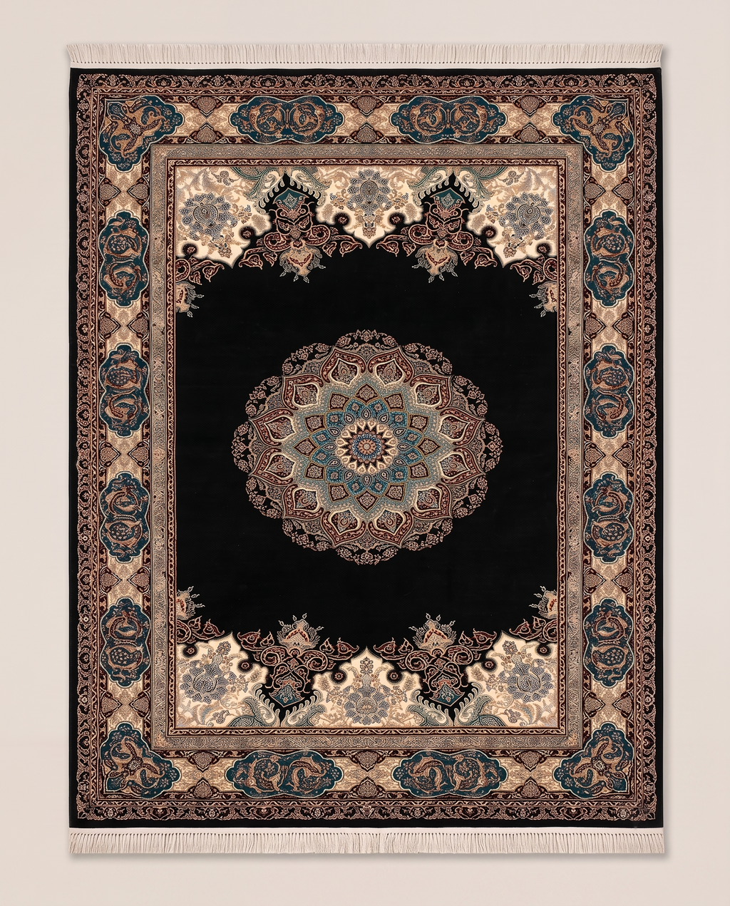 Opulent Irani Noir Medallion Carpet