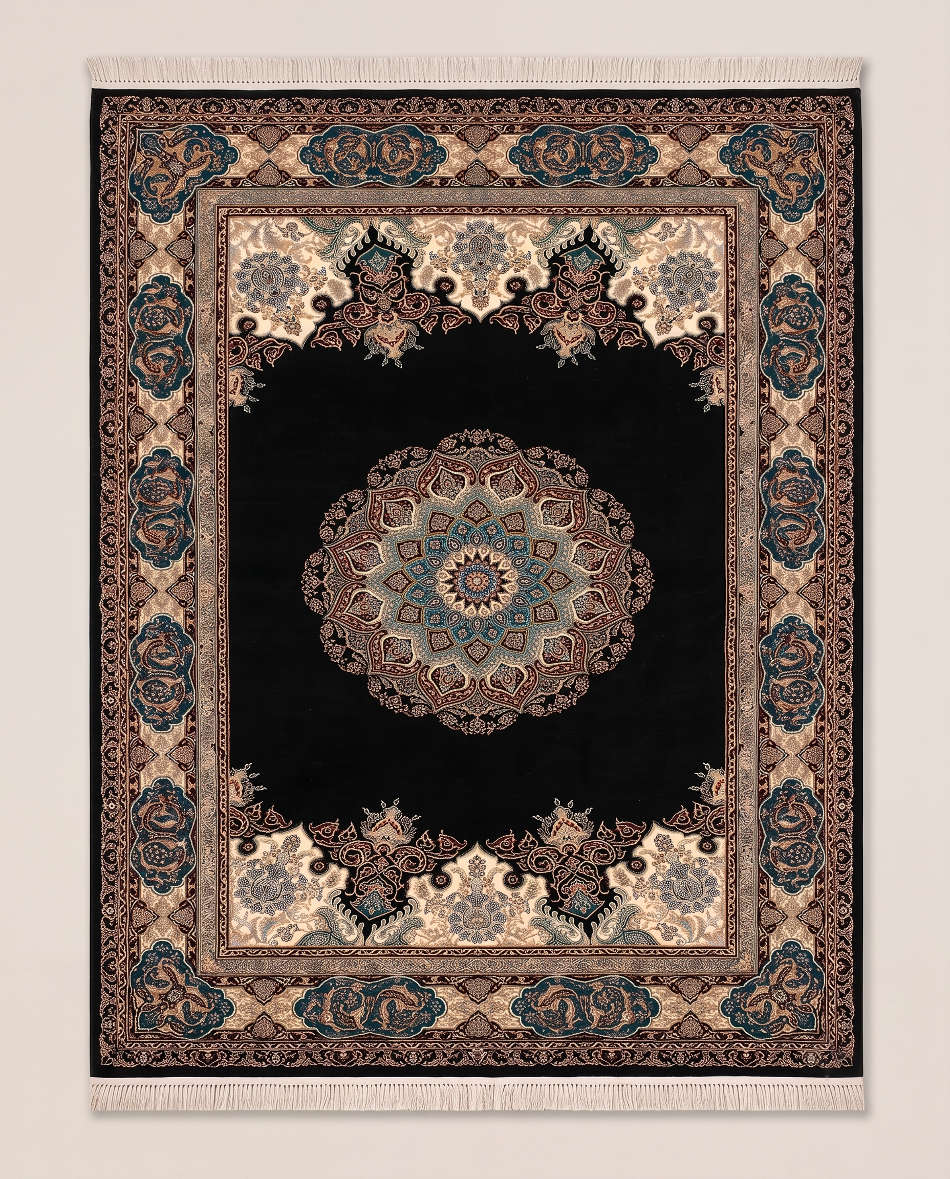 Opulent Irani Noir Medallion Carpet