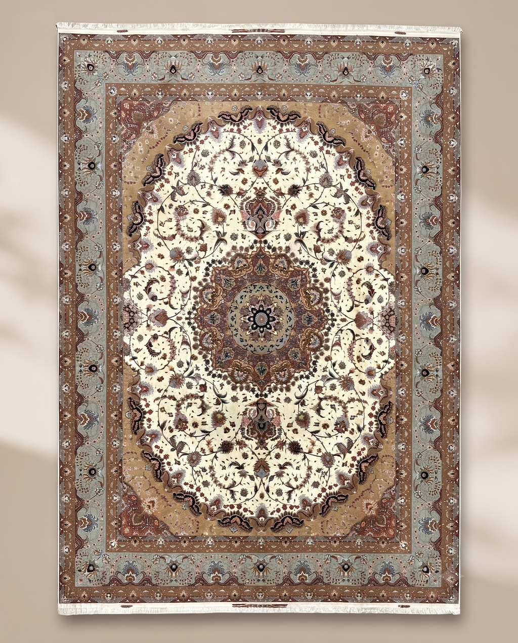 Hand-Knotted Royal Tabriz Medallion Wool Masterpiece Rug