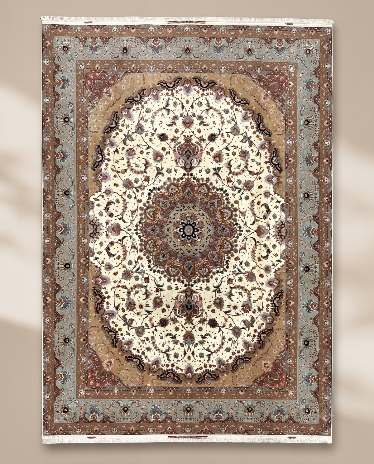 Hand-Knotted Royal Tabriz Medallion Wool Masterpiece Rug