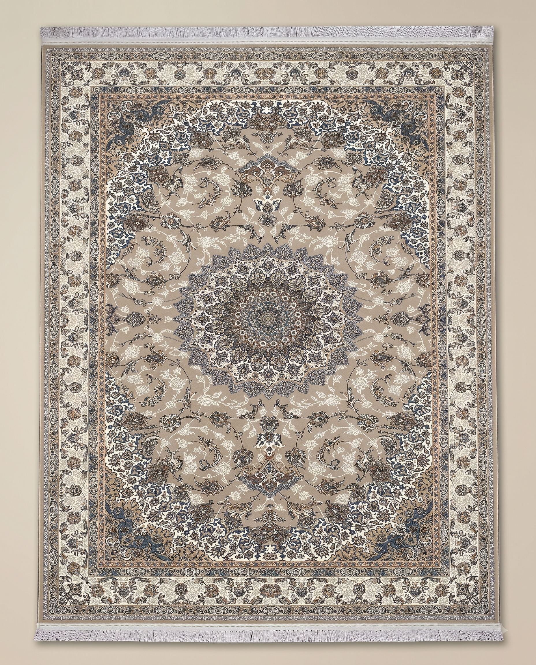 Soft Grey Irani Vintage Style Floral Area Carpet