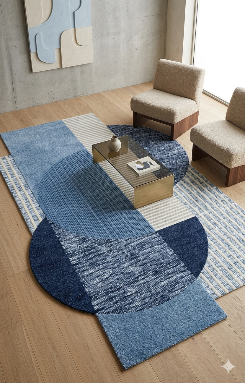 Azure Structure Modern Irregular Rug