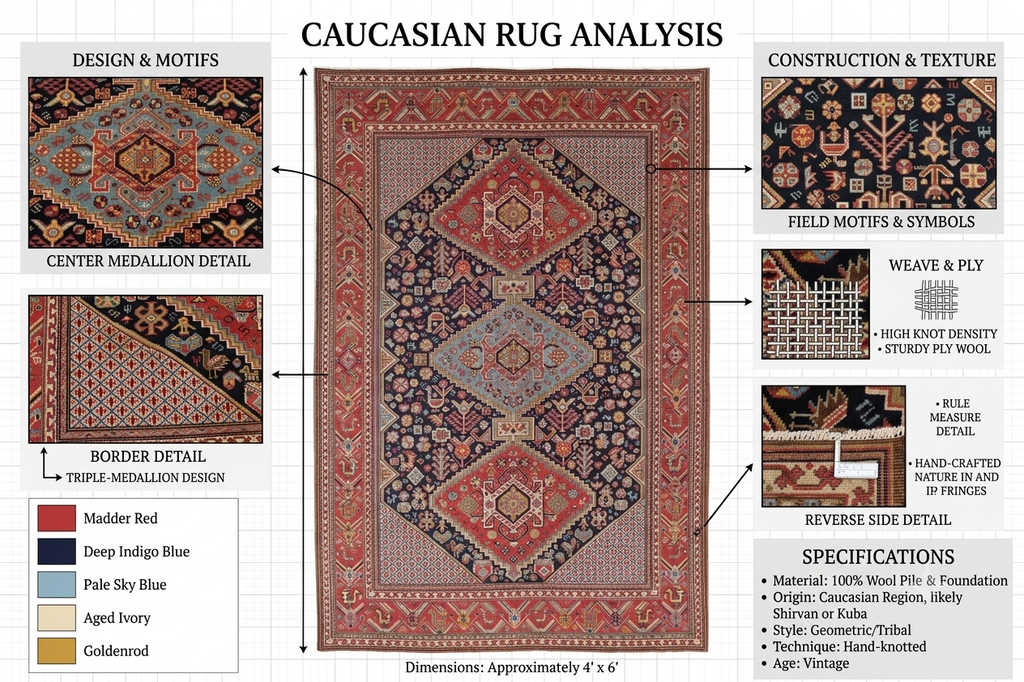 Hand-Knotted Nomadic Shiraz Wool Rug