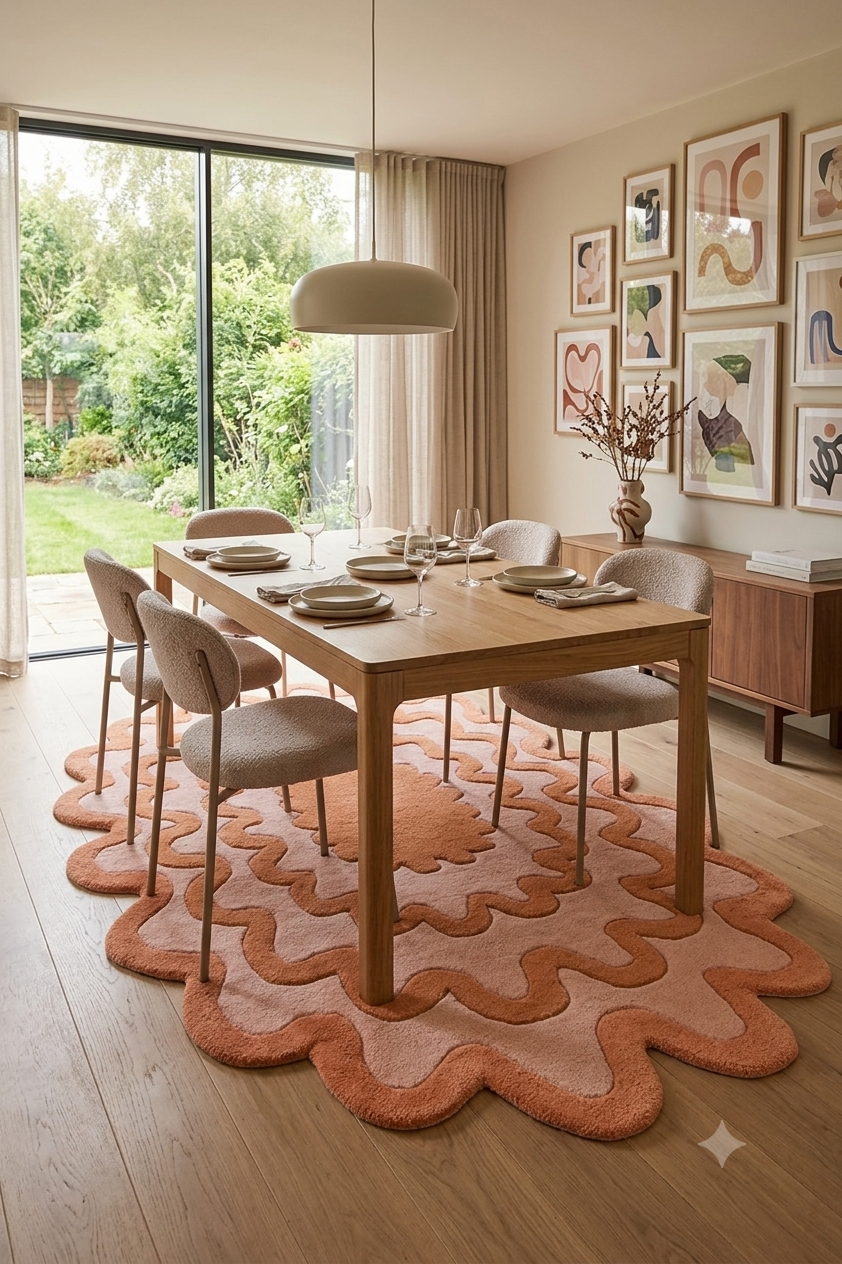 Apricot Bloom Wool Rug