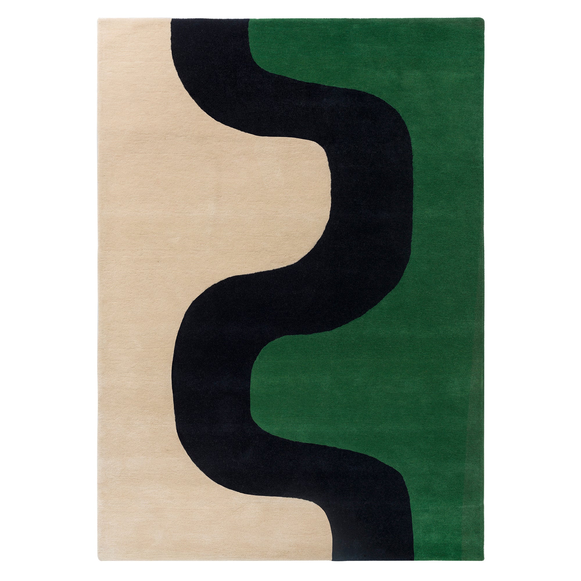Modern Emerald Wave Hand Tufted Wool Rug