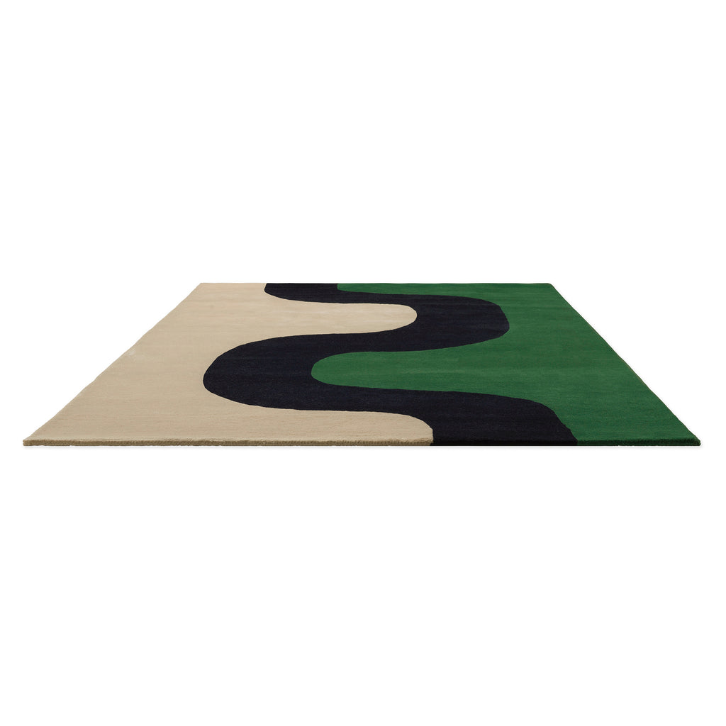Modern Emerald Wave Hand Tufted Wool Rug