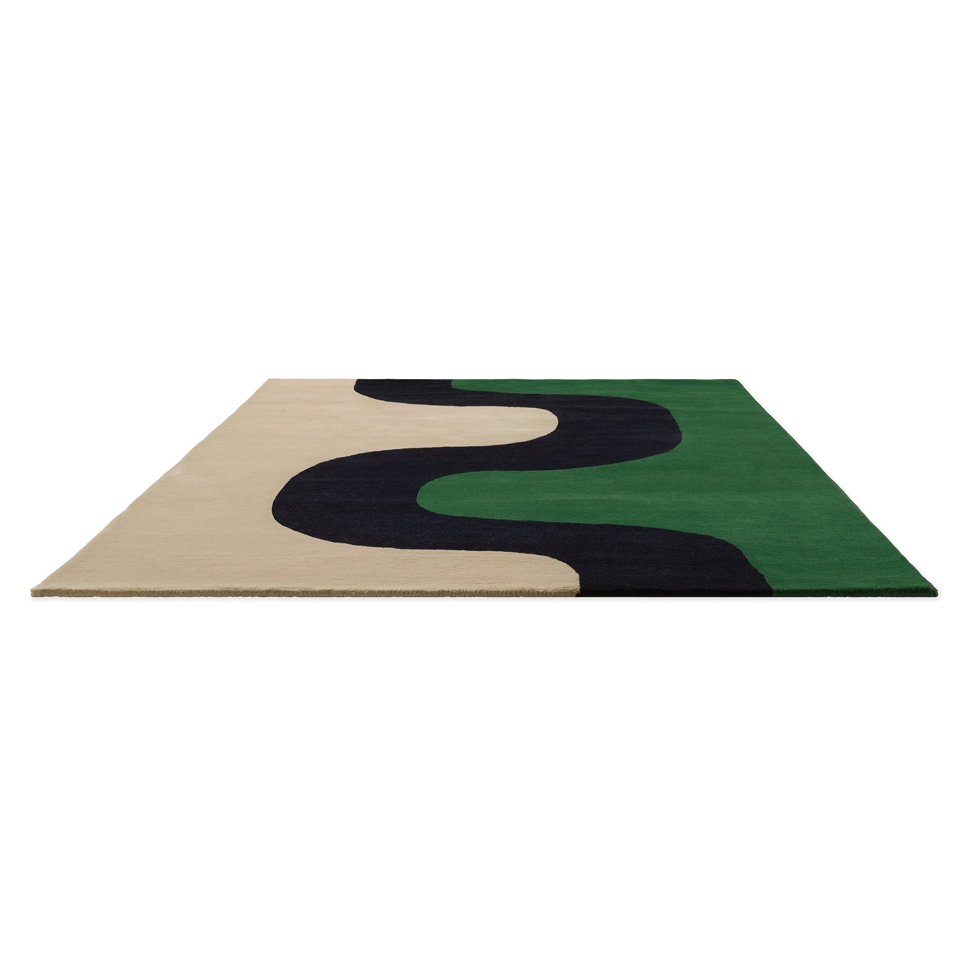 Modern Emerald Wave Hand Tufted Wool Rug