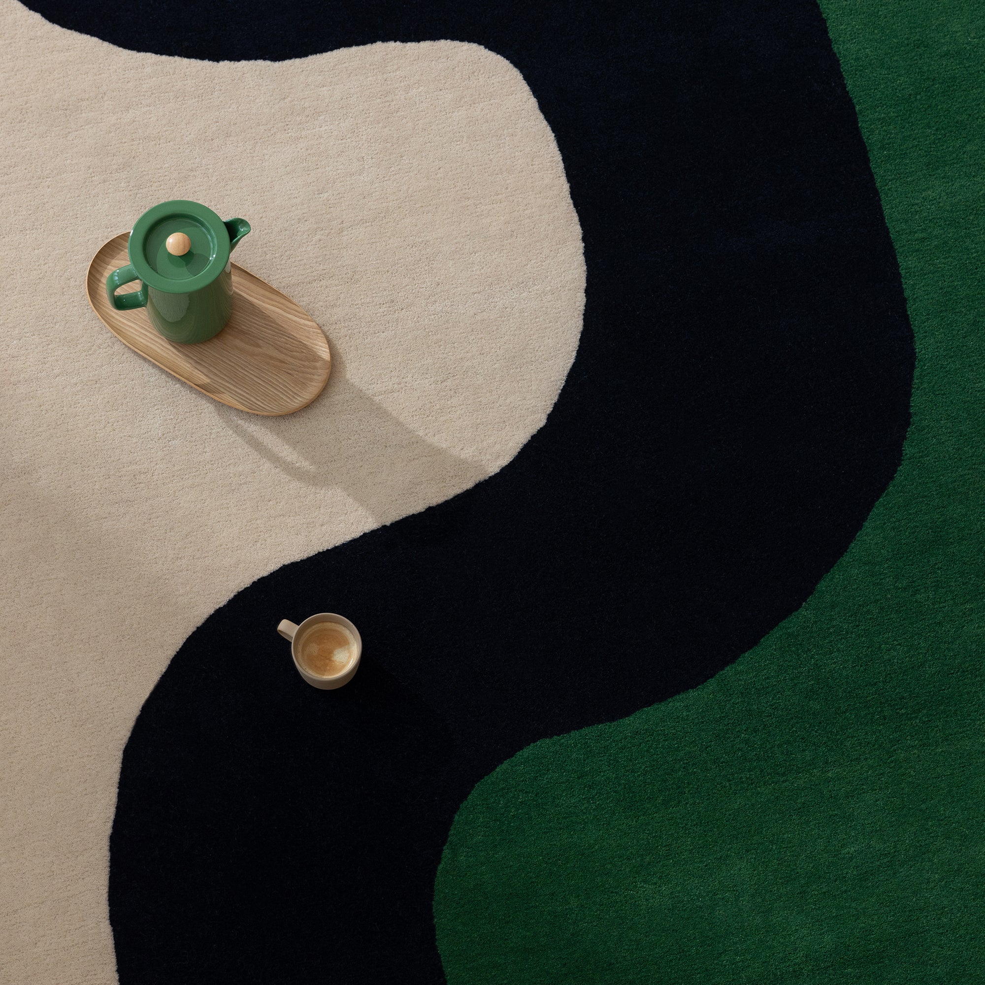 Modern Emerald Wave Hand Tufted Wool Rug