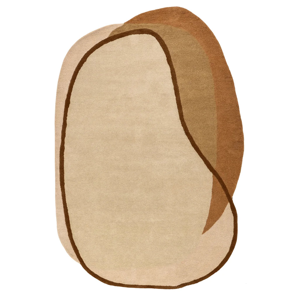 Espresso Outline Earthy Colorblock Pebble Rug