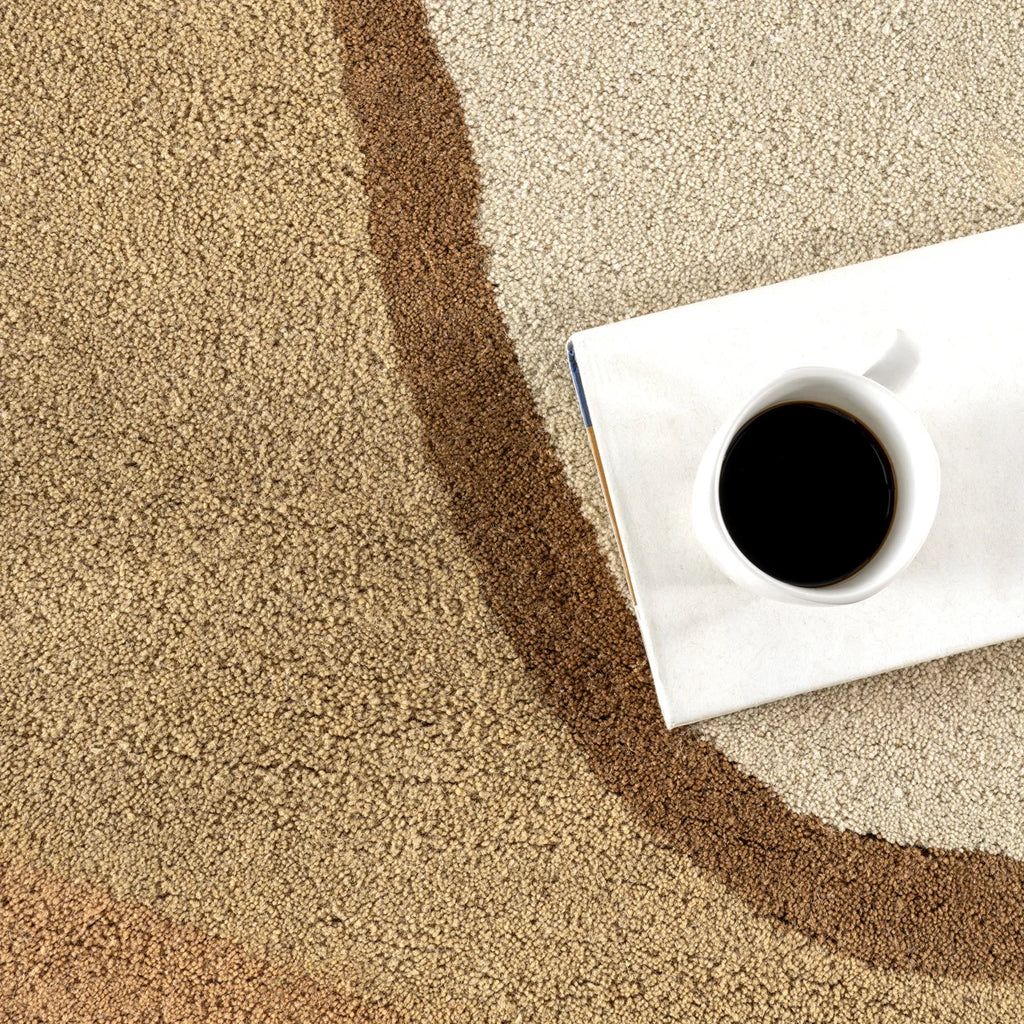 Espresso Outline Earthy Colorblock Pebble Rug