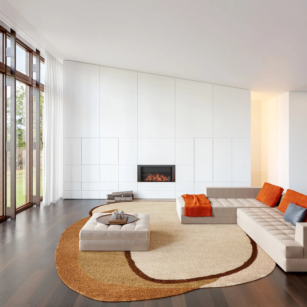 Espresso Outline Earthy Colorblock Pebble Rug