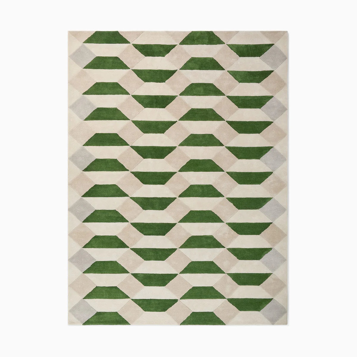 Luxury Emerald Geometric Wool Rug