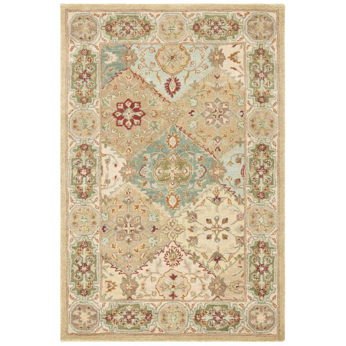 Soft Ivory Green Accent Rug