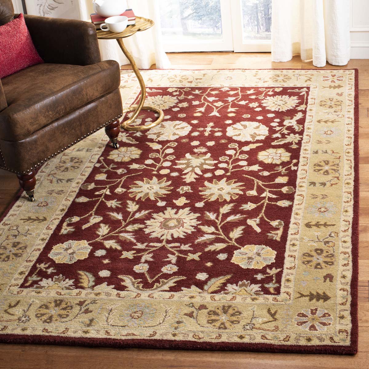Maroon Botanical Parsian Carpet