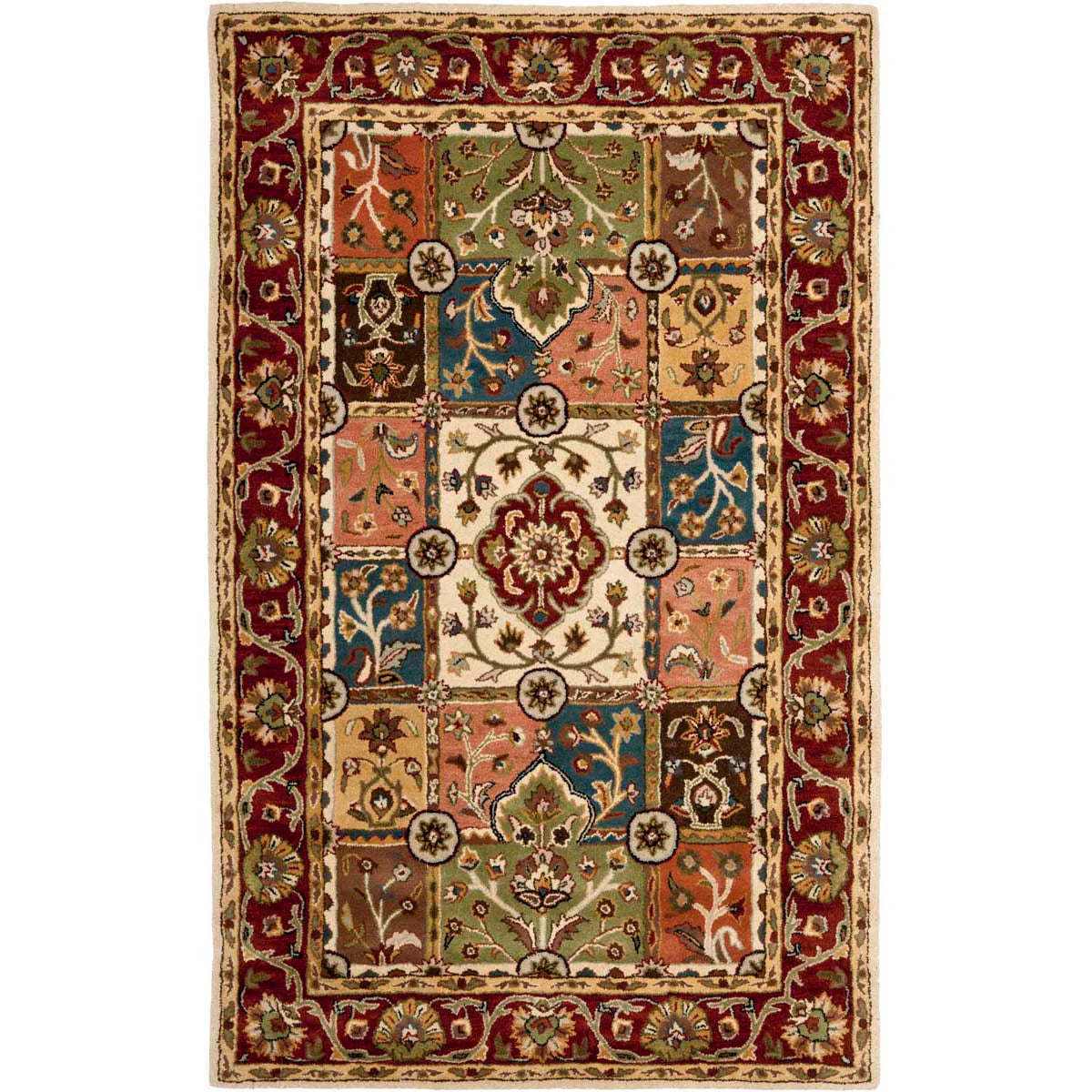 Persian Panel Medallion Multi-Color Wool Rug