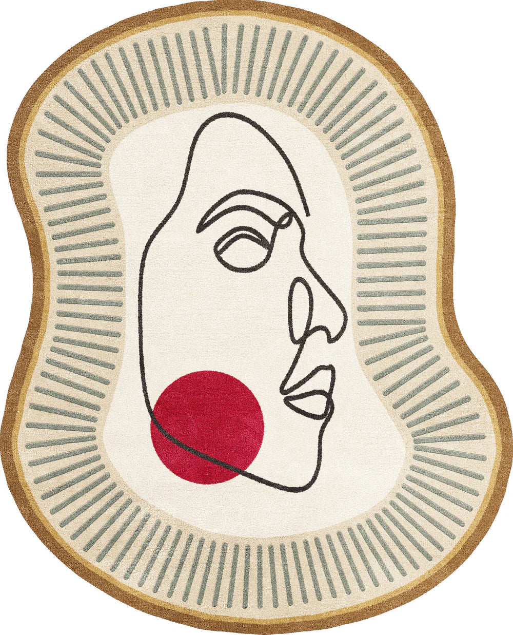 Artistic Face Line Design Hand-Tufted Wool Rug