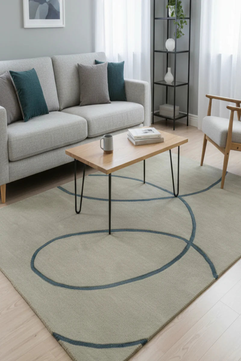Slate Loop Abstract Wool Area Rug