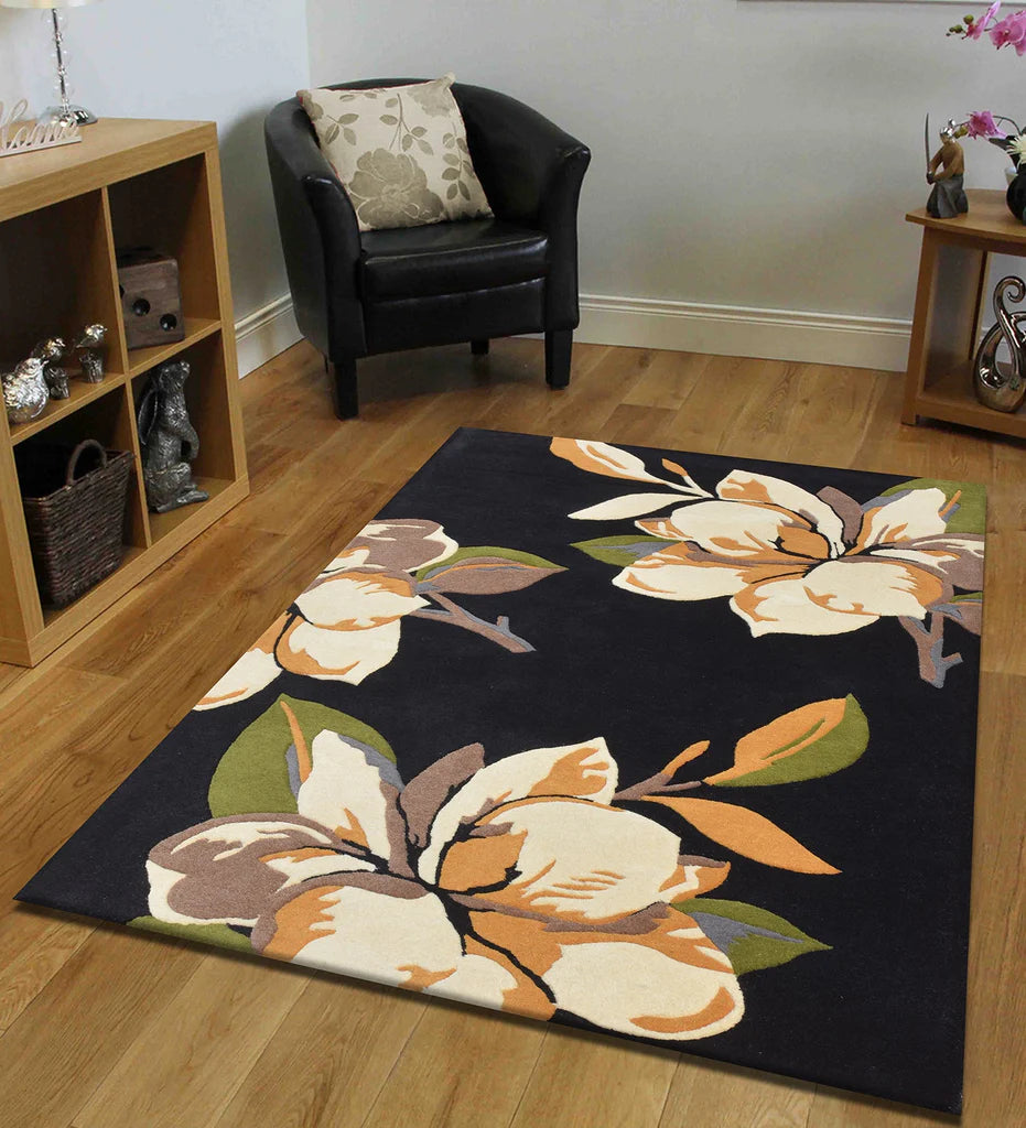 Luxury Magnolia Floral Wool Rug