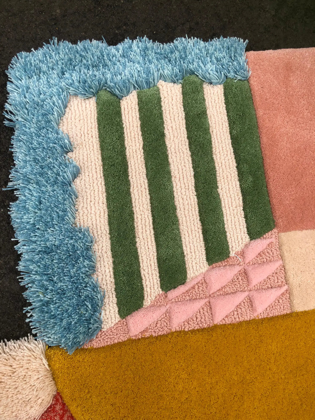 Modern Geometric Patchwork Statement Carpet