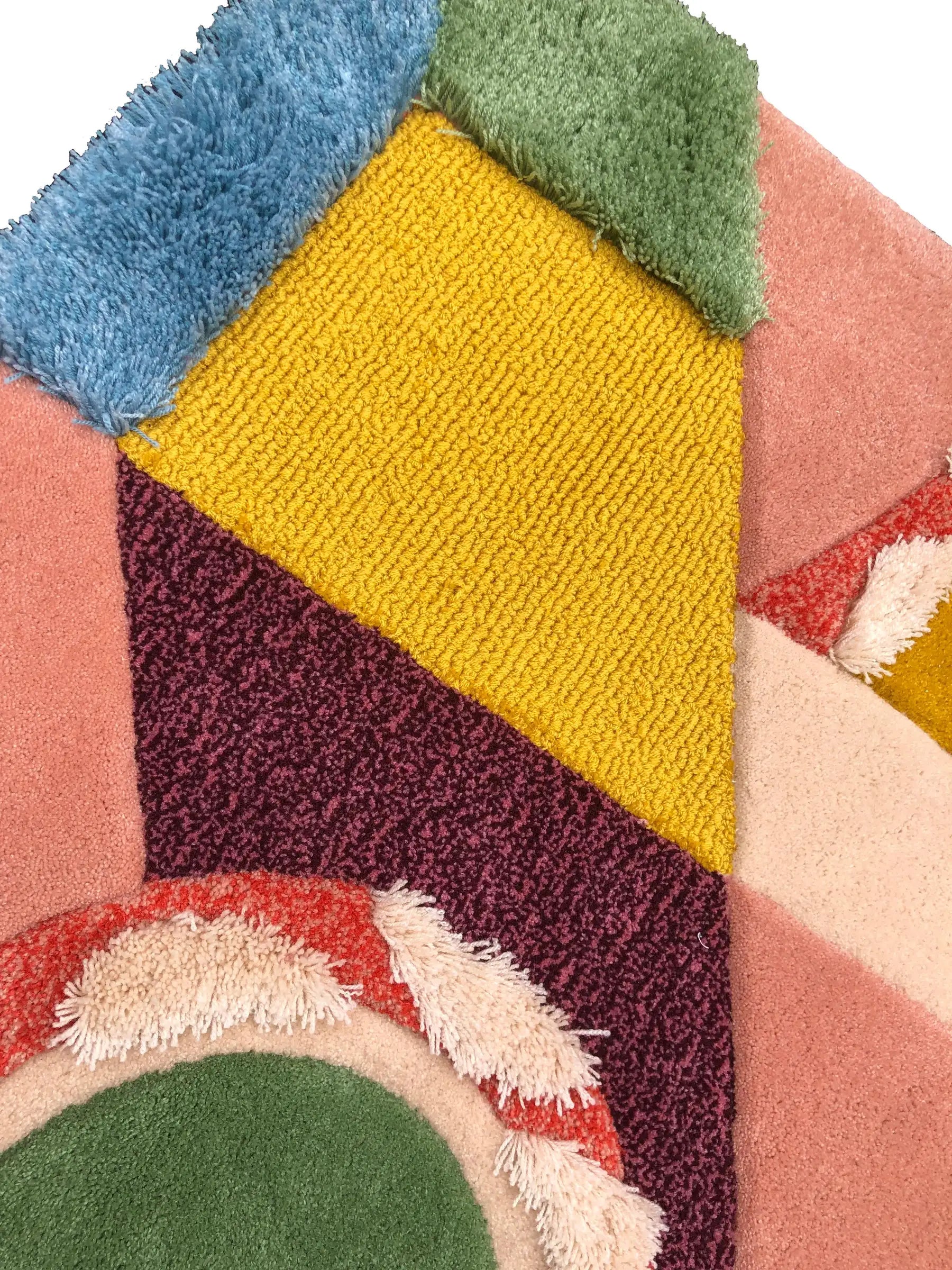 Modern Geometric Patchwork Statement Carpet