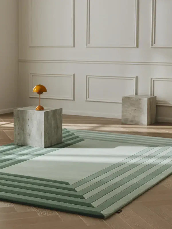Modern Layered Green Hand Tufted Area Rug