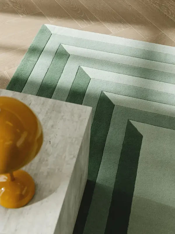 Modern Layered Green Hand Tufted Area Rug