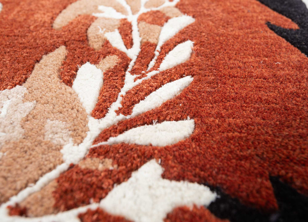 Rust Artistic Animal Shape Rug