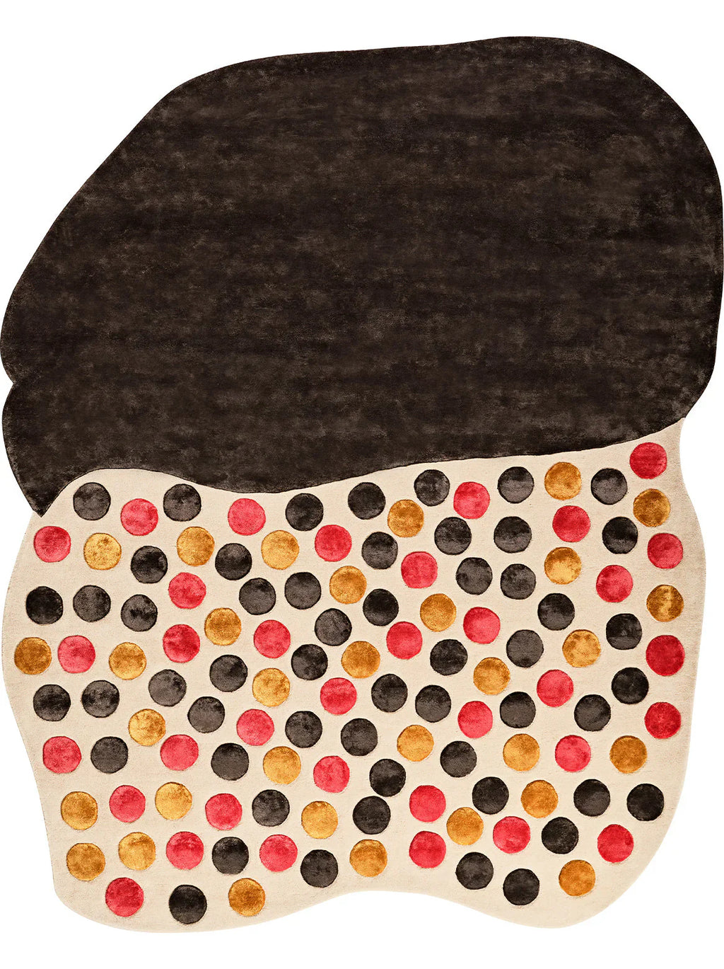 Modern Brown Dot Pattern Wool Rug