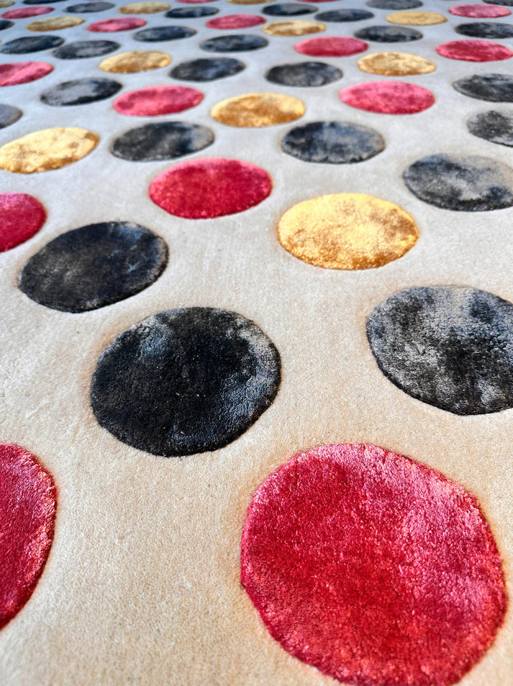 Modern Brown Dot Pattern Wool Rug