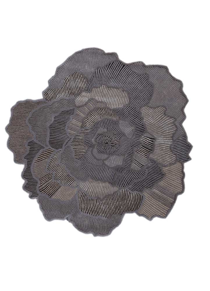 Grey Bloom Sculpted Floral New Zealand Rug