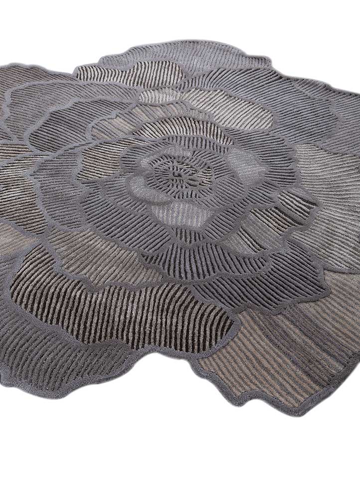 Grey Bloom Sculpted Floral New Zealand Rug