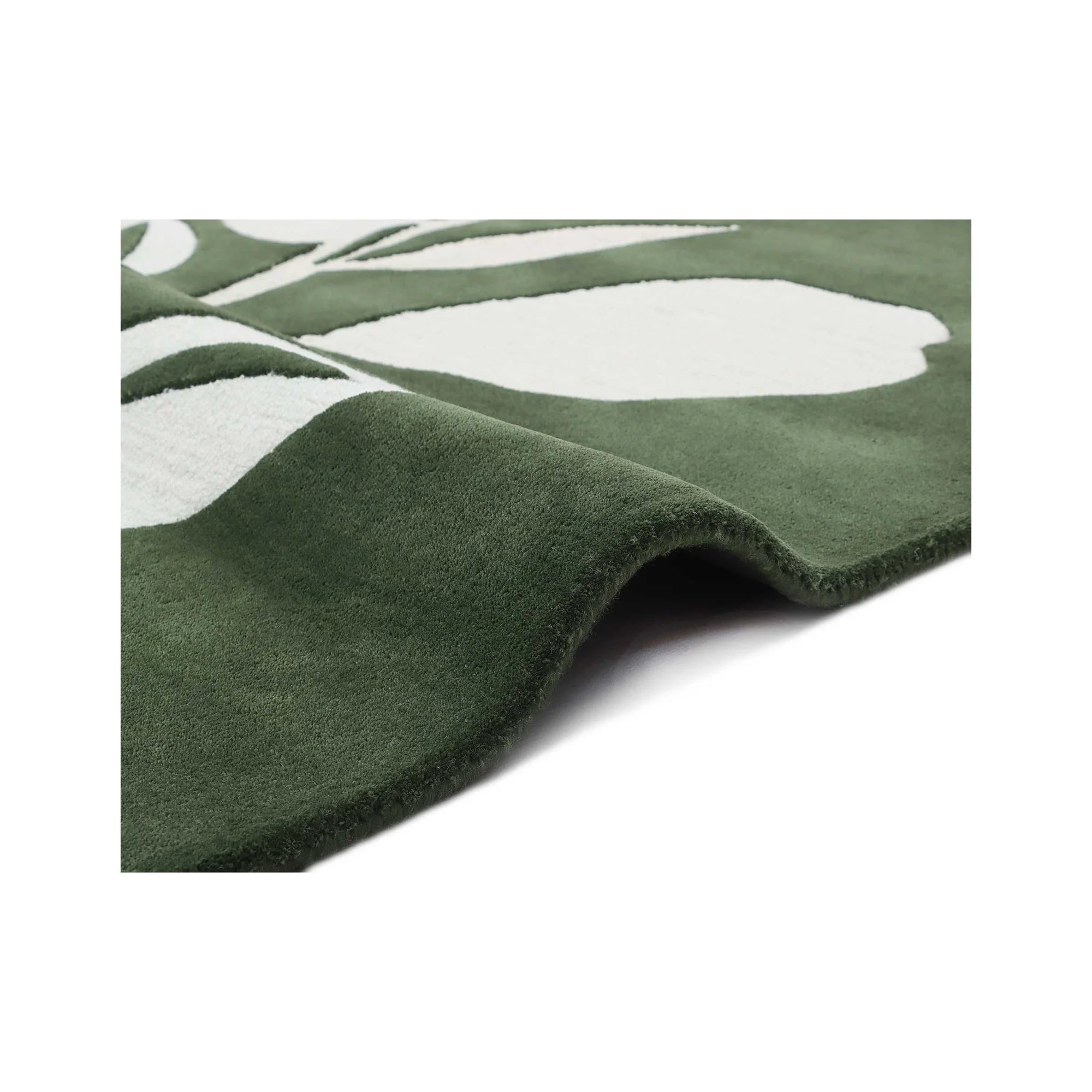 Green Leaf Pattern Wool Rug